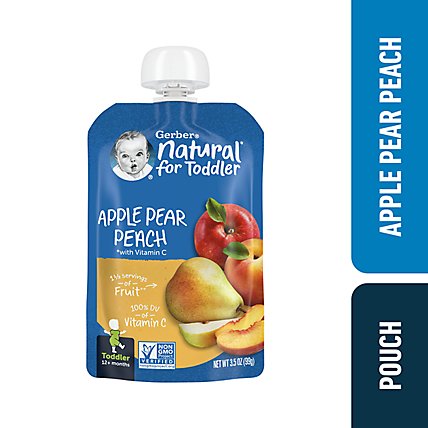 Gerber Toddler Apple Pear Peach Pouch - 3.5 Oz - Image 2