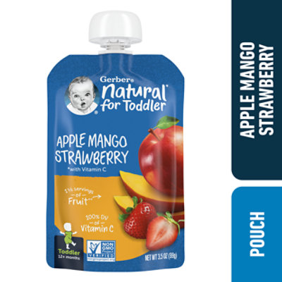 Gerber Natural For Toddler Apple Mango Strawberry Food Pouch - 3.5 Oz