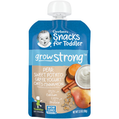 Gerber Strong Toddler Pear Sweet Potato Greek Yogurt Oats Cinnamon Pouch - 3.5 Oz