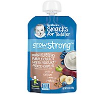 Gerber Strong Toddler Banana Blueberry Purple Carrot Greek Yogurt Mixed Grains Pouch - 3.5 Oz
