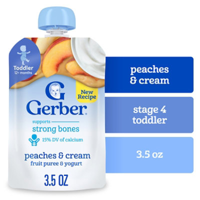 Gerber Fruit and Yogurt Peaches and Cream Snack Pouch for Toddler - 3.5 Oz - Image 1