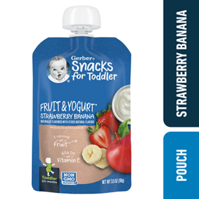 Gerber Fruit & Yogurt Strawberry Banana Snack Pouch for Toddler - 3.5 Oz - Image 1