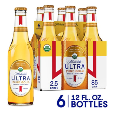 Michelob ULTRA Pure Gold Organic Light Lager Beer in Bottles - 6 - 12 Fl. Oz. - Image 1