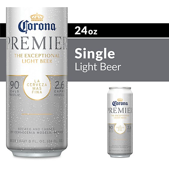 Corona Premier Mexican Lager Light Beer Can 4.0% ABV - 24 Fl. Oz.