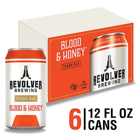 Revolver Blood & Honey Ale Craft Beer American Ale 7% ABV Cans - 6-12 Fl. Oz.