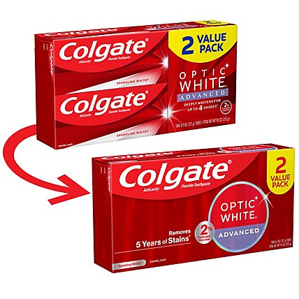 Colgate Optic White Advanced Teeth Whitening Toothpaste Sparkling White - 2-4.5 Oz