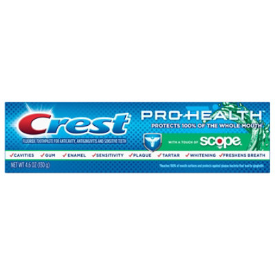 Crest Pro Health Toothpaste Whitening With A Touch Of Scope Gel - 4.6 Oz
