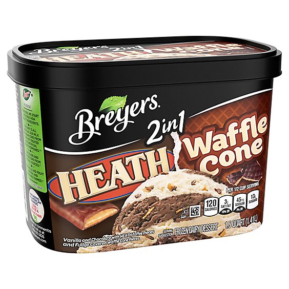 Breyers Ice Cream 2in1 HEATH & Waffle Cone - 48 Oz
