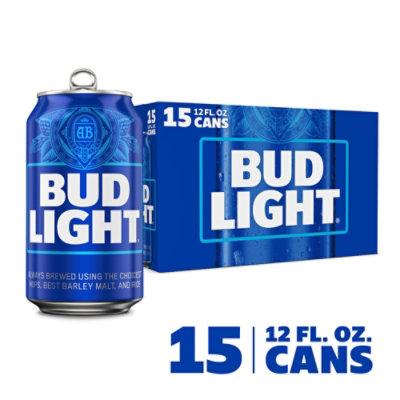 Bud Light American Lager Beer in Cans - 15 - 12 Fl. Oz. - Image 1
