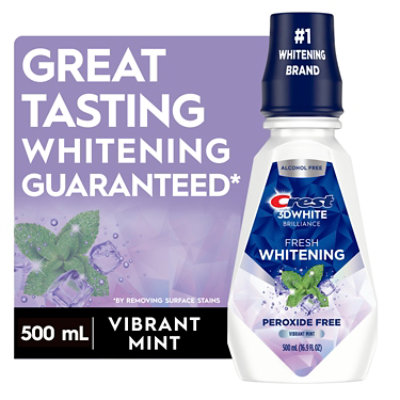 Crest 3D White Brilliance Alcohol Free Clean Mint Whitening Mouthwash - 16 Fl. Oz. - Image 1