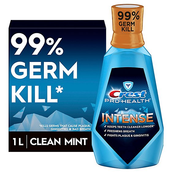 Crest Pro Health Mouthwash Intense Clean Mint - 33.8 Fl. Oz.