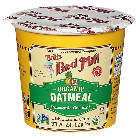 Bobs Red Mill Oatmeal Cup Gluten Free Organic Pineapple Coconut - 2.43 Oz