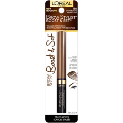 L'Oreal Paris Brow Stylist Boost And Set Brow Gel Mousse Light Brunette Mascara - 0.1 Oz - Image 1