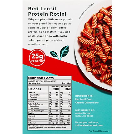 Ancient Harvest Pasta Rotini Red Lentil Box - 8 Oz - Image 6