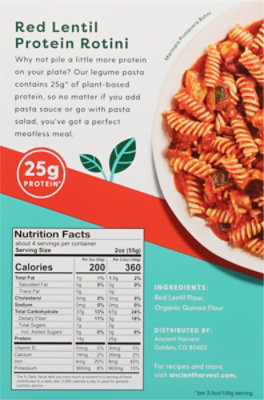Ancient Harvest Pasta Rotini Red Lentil Box - 8 Oz - Image 6
