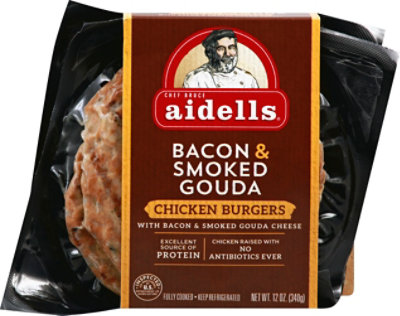 Aidells Bacon & Gouda Chicken Burgers 4 Count - 12 Oz - Image 2