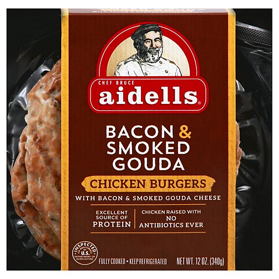 Aidells Bacon & Gouda Chicken Burgers 4 Count - 12 Oz
