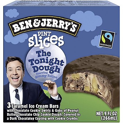 Ben & Jerrys Ice Cream Bars Pint Slices The Tonight Dough 3 Count - 9 Oz - Image 1
