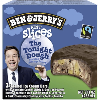 Ben & Jerrys Ice Cream Bars Pint Slices The Tonight Dough 3 Count - 9 Oz