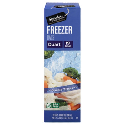 Signature SELECT Bags Freezer Click & Lock Double Zipper Quart - 19 Count - Image 4