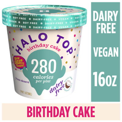 Halo Top Dairy Free Birthday Cake Frozen Dessert 1 Pint - 16 Oz