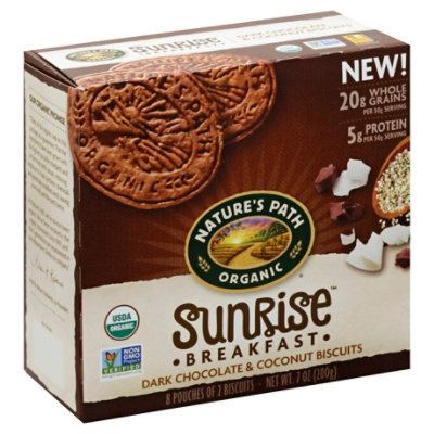 Natures Path Organic Breakfast Biscuits Dark Chocolate & Coconut - 7 Oz