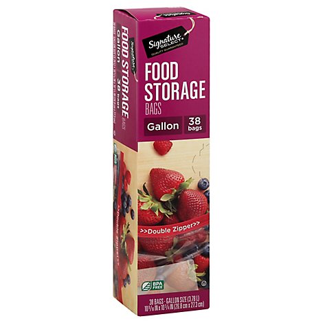 Signature SELECT Bags Food Storage Click & Lock Double Zipper Gallon - 38 Count