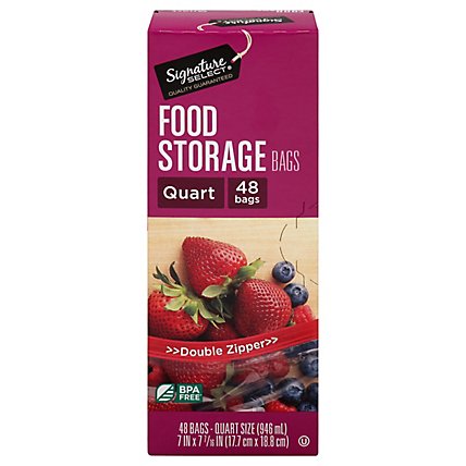 Signature SELECT Bags Food Storage Click & Lock Double Zipper Quart - 48 Count - Image 3