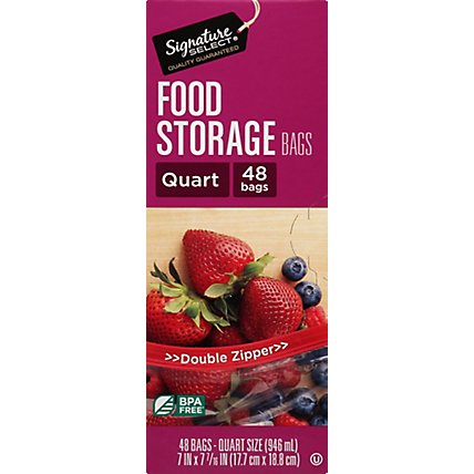 Signature SELECT Bags Food Storage Click & Lock Double Zipper Quart - 48 Count - Image 2