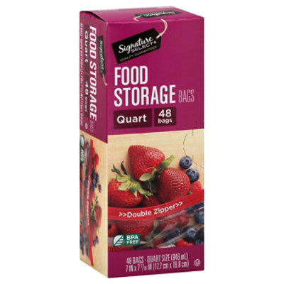 Signature SELECT Bags Food Storage Click & Lock Double Zipper Quart - 48  Count - Randalls