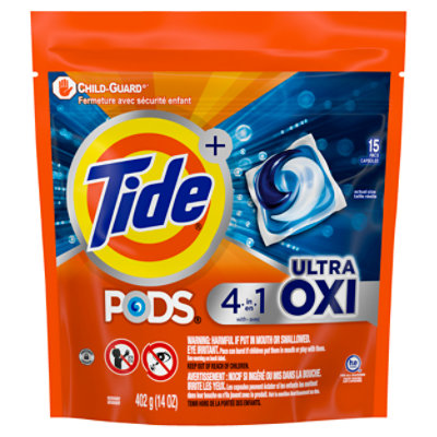 Tide PODS Liquid Laundry Detergent Pacs Ultra Oxi HE Compatible - 15 Count