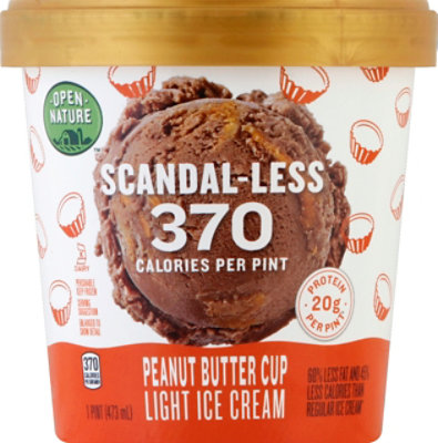 Open Nature Scandal-Less Peanut Butter Cup Light Ice Cream - 1 Pint - Image 2