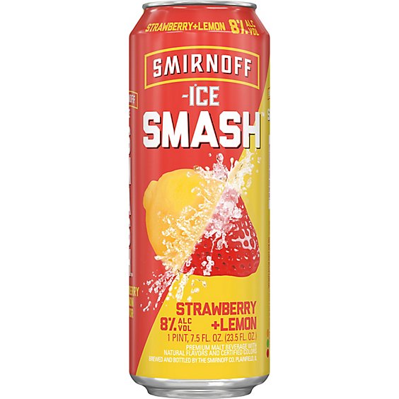 Smirnoff Ice Smash Strawberry and Lemon 8% ABV Single Can - 23.5 Oz