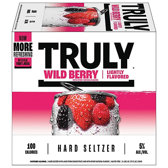 Truly Hard Seltzer Spiked & Sparkling Water Wild Berry 5% ABV Slim Cans - 6-12 Fl. Oz.