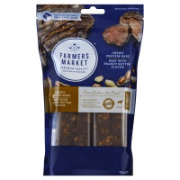 Farmers Market Dog Treat Natural Chewy Protein Bars Beef with Peanut Butter 12 Count - 9.5 Oz
