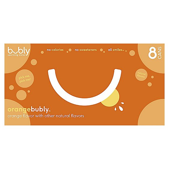 bubly Sparkling Water Orange Cans - 8-12 Fl. Oz.