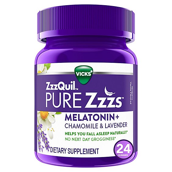 Vicks ZzzQuil PURE Zzzs Melatonin Natural Flavor Sleep Aid Gummies - 24 Count