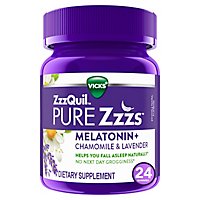 Vicks ZzzQuil PURE Zzzs Melatonin Natural Flavor Sleep Aid Gummies - 24 Count - Image 1