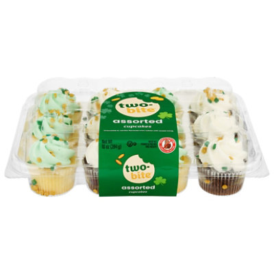Two-Bite St Patricks Day Assorted Cupcakes 12 Count - 10 Oz - Image 1