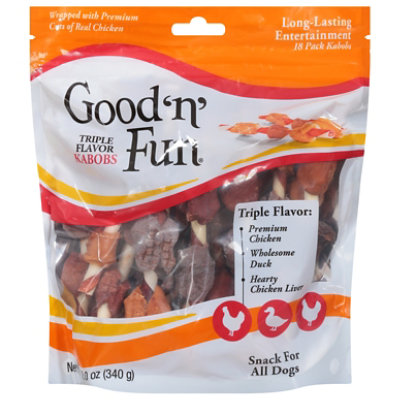 Good ’n’ Fun Triple Flavor Kabobs Rawhide Chews For All Dogs 18 Count Bag - 12 Oz - Image 3