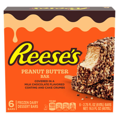 REESE'S Milk Chocolatey Coating & Cake Crumbs Peanut Butter Frozen Dairy Dessert Bar - 6 Count - Image 3