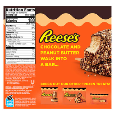 REESE'S Milk Chocolatey Coating & Cake Crumbs Peanut Butter Frozen Dairy Dessert Bar - 6 Count - Image 6