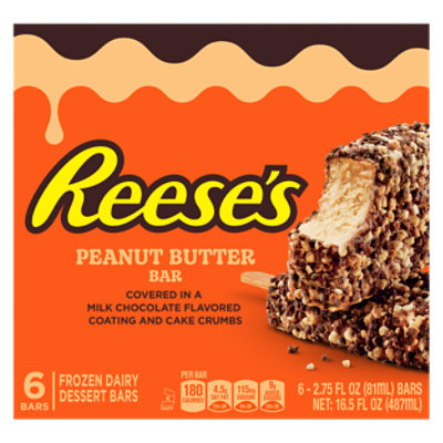 REESE'S Milk Chocolatey Coating & Cake Crumbs Peanut Butter Frozen Dairy Dessert Bar - 6 Count - Image 2