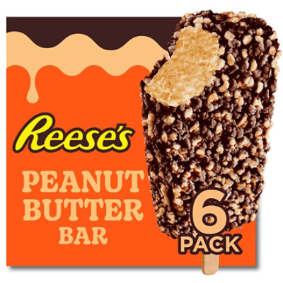REESE'S Milk Chocolatey Coating & Cake Crumbs Peanut Butter Frozen Dairy Dessert Bar - 6 Count - Image 2