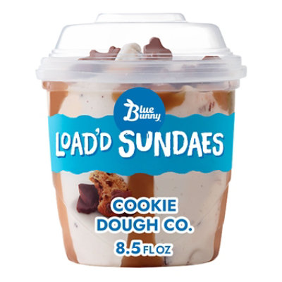 Blue Bunny Load'd Sundaes Cookie Dough Frozen Dessert Cup for Fall - 8.5 Fl. Oz.