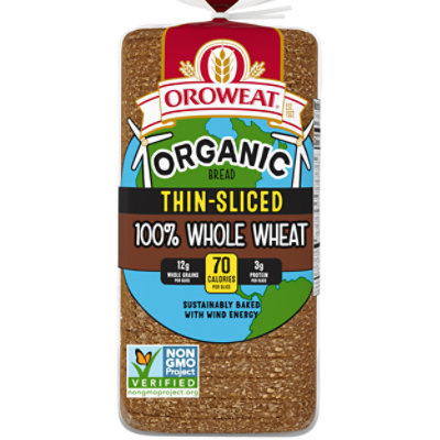 Oroweat Organic Non GMO Bread 100% Whole Wheat Thin Sliced - 20 Oz - Image 1