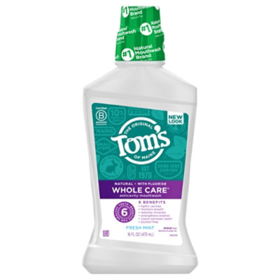 Toms of Maine Mouthwash Fluoride Whole Care Fresh Mint - 16 Fl. Oz. - Image 2