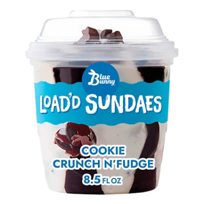 Blue Bunny Loadd Sundaes Cookie Crunch N Fudge Frozen Dessert Cup for Fall - 8.5 Fl. Oz.