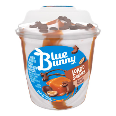 Blue Bunny Load'd Sundaes Bunny Tracks Frozen Dessert Cup For Fall - 8.5 Fl. Oz.