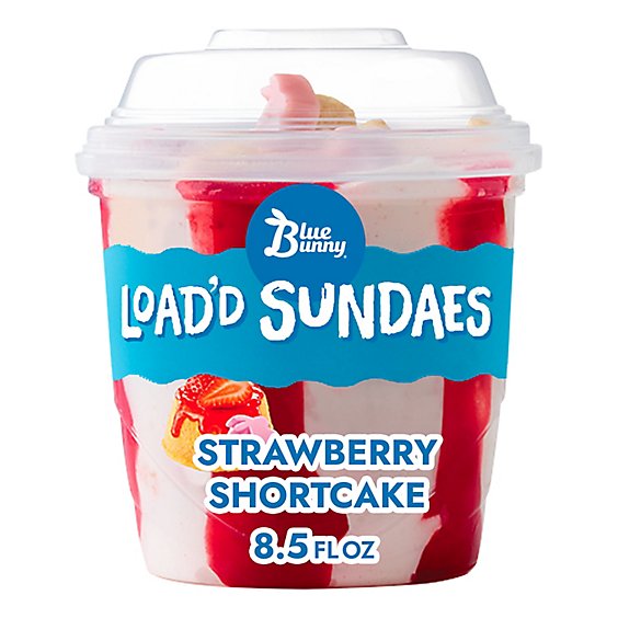 Blue Bunny Load'd Sundaes Strawberry Shortcak Frozen Dessert Cup For Fall - 8.5 Fl. Oz.